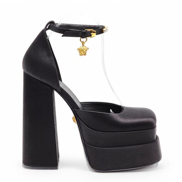Versace Medusa Aevitas Double Platform Satin Pumps in Black EU 40 US 10 $1445 - Picture 3 of 8